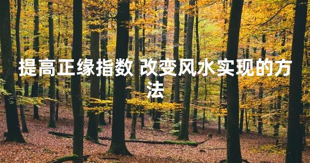 提高正缘指数 改变风水实现的方法